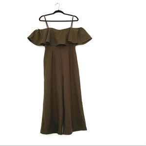 Vanessa Collezione Olive Green Off Shoulder Romper